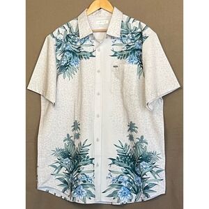 Vintage Summer Floral Print Button Shirt Short Sleeve Resort Wear Vacation‎ XXL